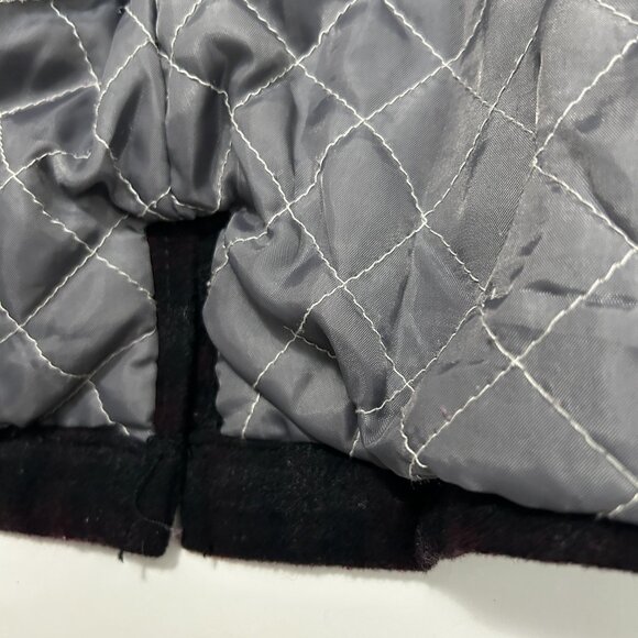 Utex Wool Blend Shirt Jacket Mens XL Burgundy Gray Plaid Quilted Lining Shacket - Picture 16 of 16